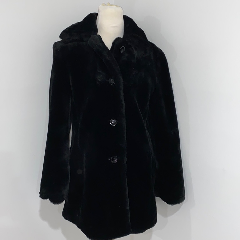 United colors of benneton black Faux fur coat